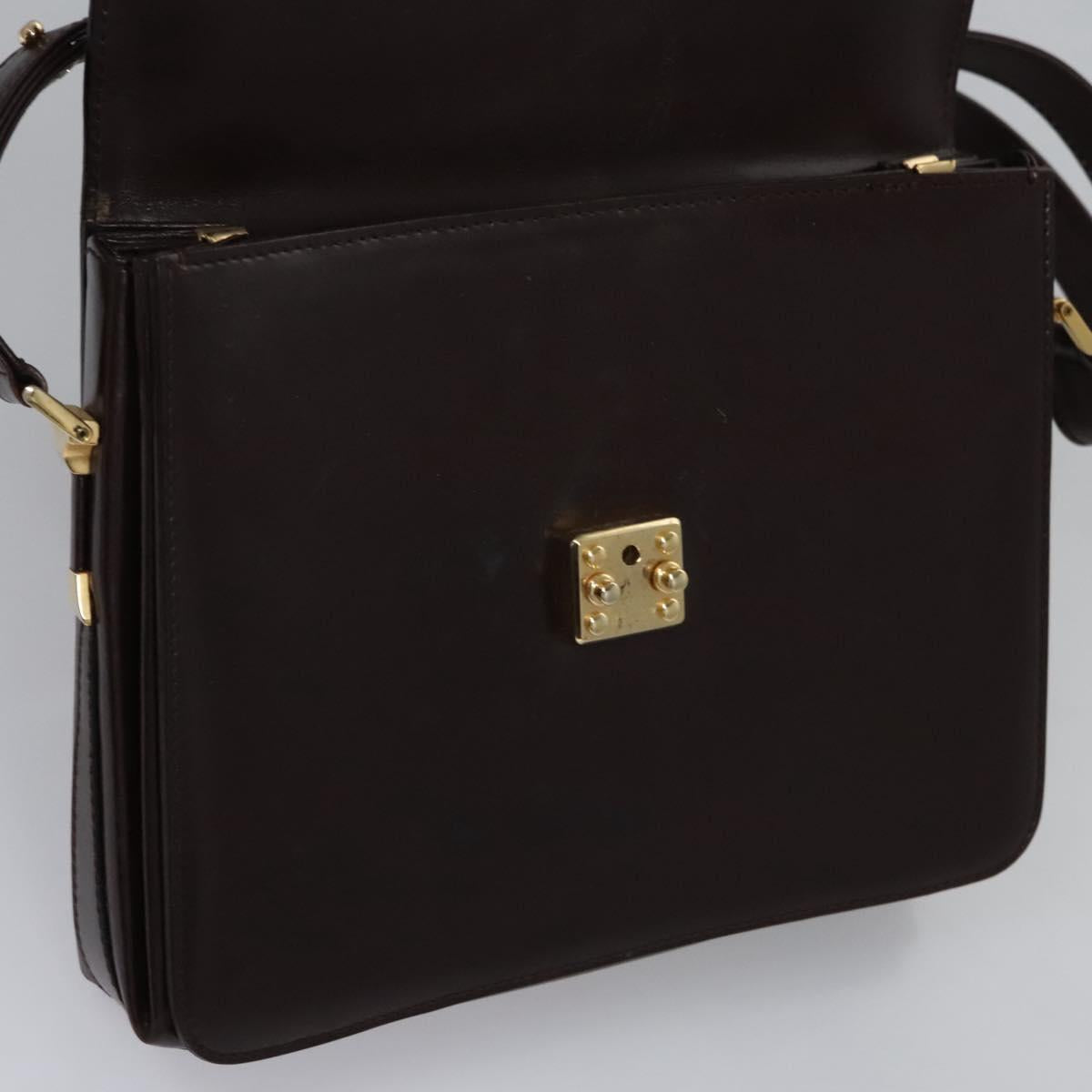BALLY Shoulder Bag Leather Brown Gold Auth bs23873