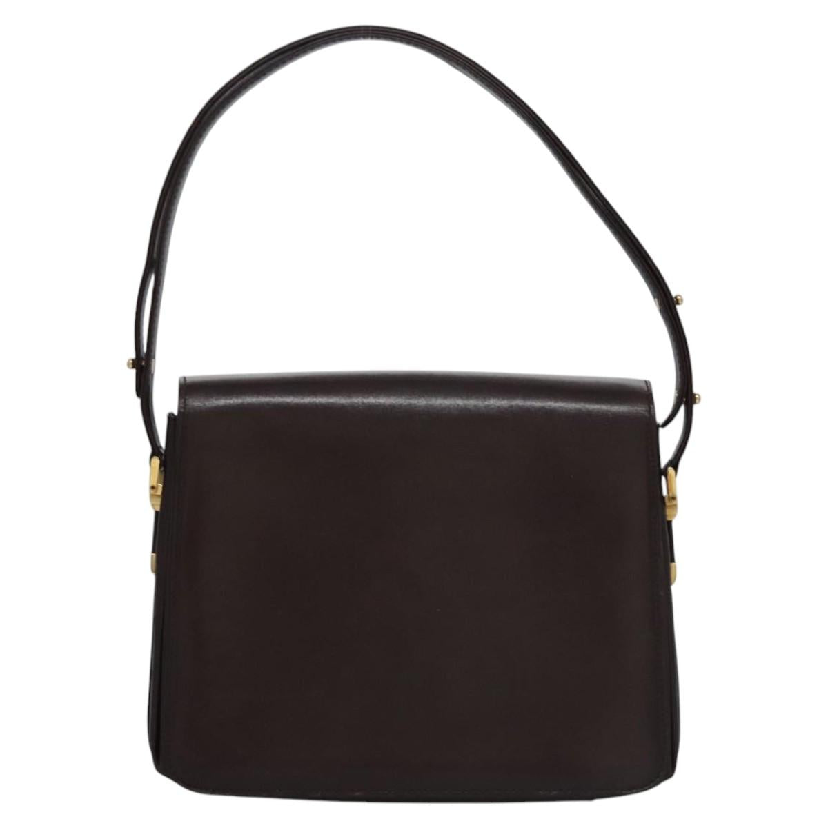 BALLY Shoulder Bag Leather Brown Gold Auth bs23873