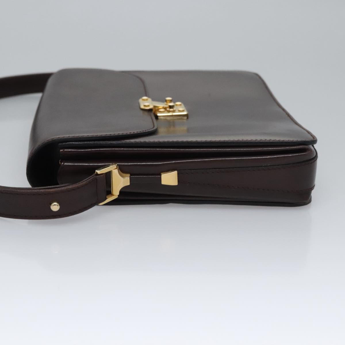 BALLY Shoulder Bag Leather Brown Gold Auth bs23873
