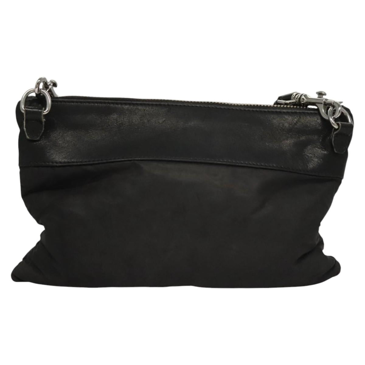 Jimmy Choo Shoulder Bag Nylon Leather Black Auth bs23874