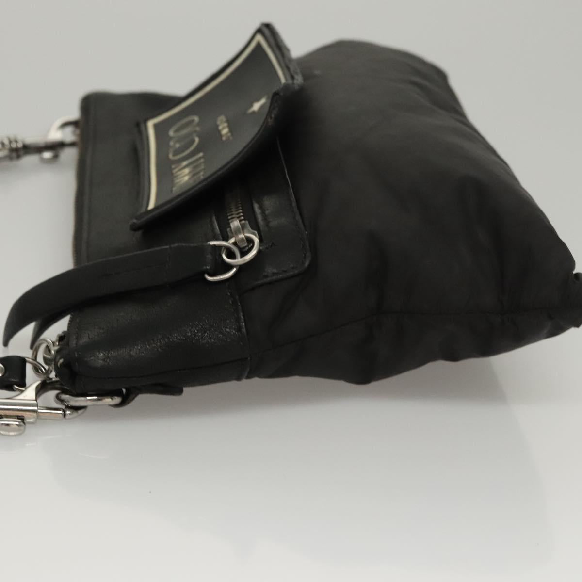 Jimmy Choo Shoulder Bag Nylon Leather Black Auth bs23874