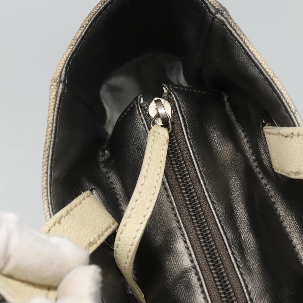 CHANEL Paris Biarritz PM Tote Bag Coated Canvas Silver CC Auth bs23887