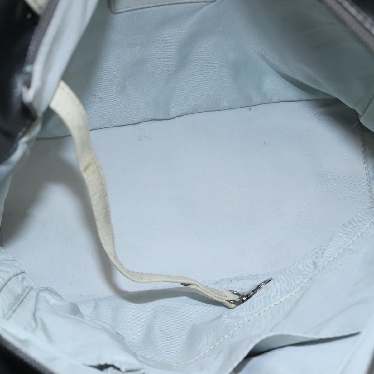 CHANEL Paris Biarritz PM Tote Bag Coated Canvas Silver CC Auth bs23887