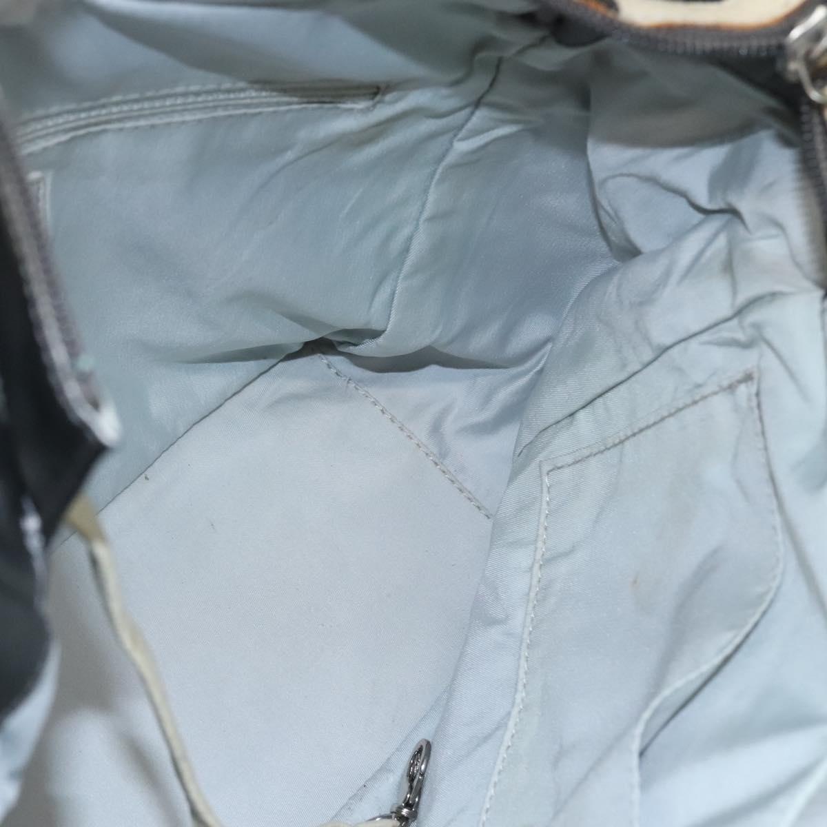 CHANEL Paris Biarritz PM Tote Bag Coated Canvas Silver CC Auth bs23887