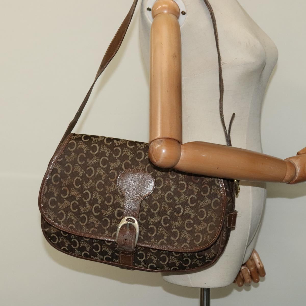 CELINE C Sulky Shoulder Bag Canvas Brown Auth bs23894