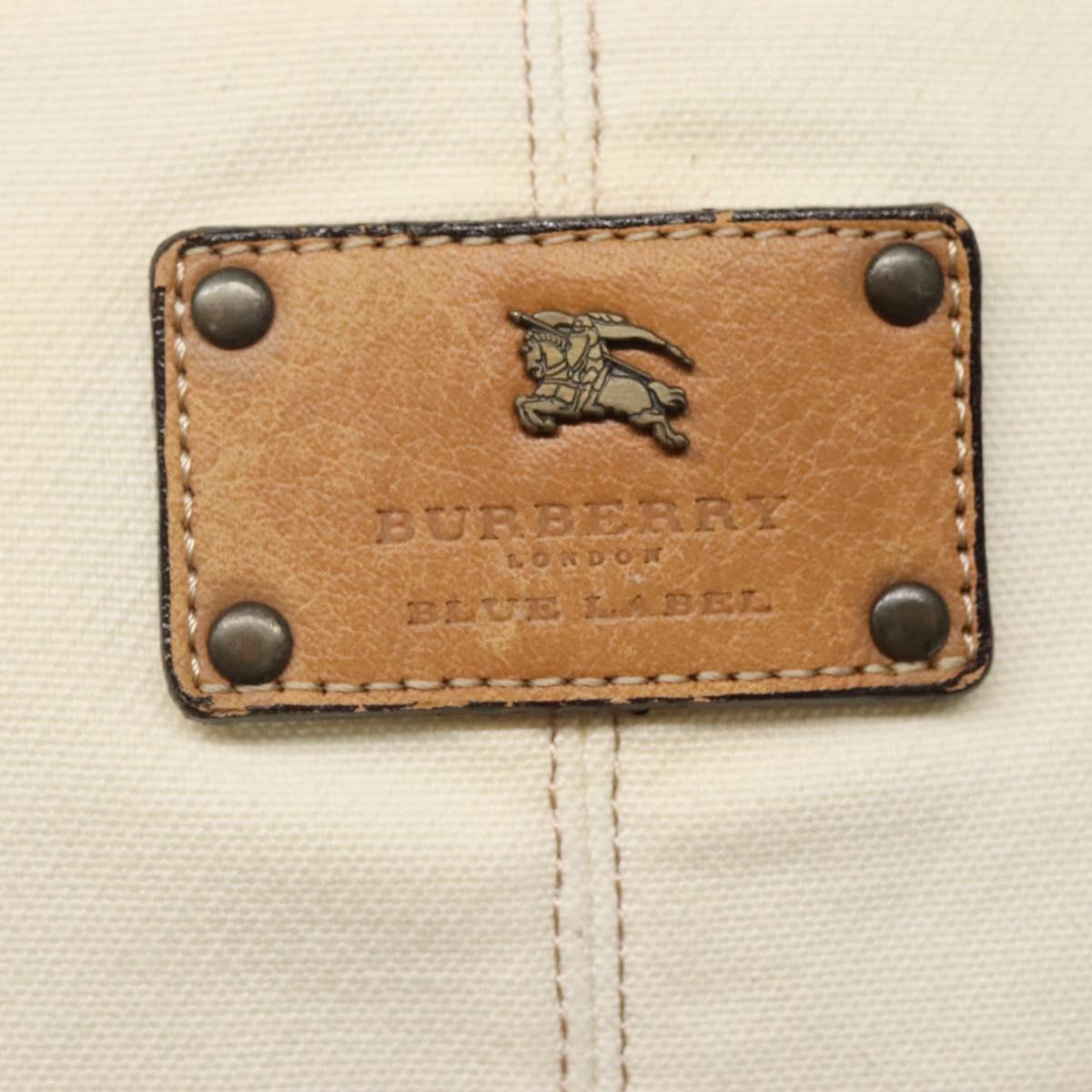 BURBERRY Blue Label Shoulder Bag Canvas White Auth bs23896