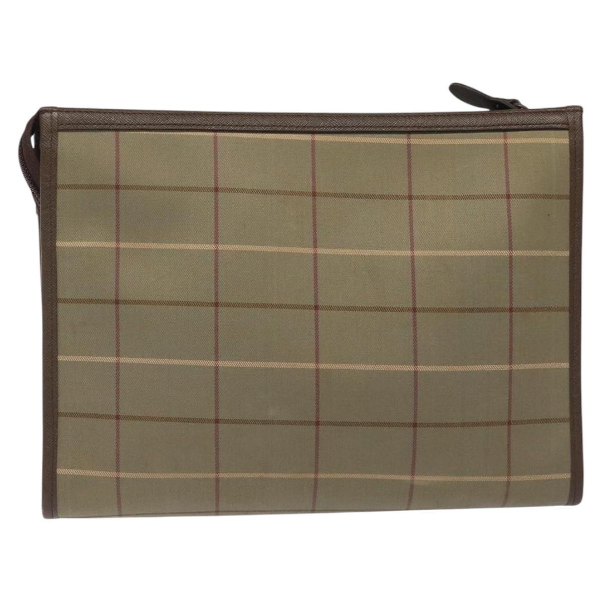 Burberrys Nova Check Clutch Bag Canvas Brown Auth bs23897