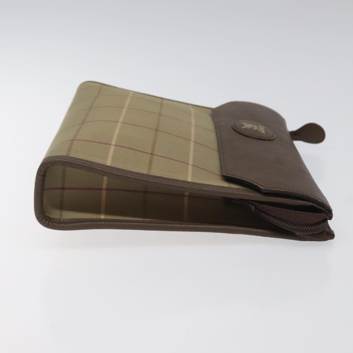 Burberrys Nova Check Clutch Bag Canvas Brown Auth bs23897