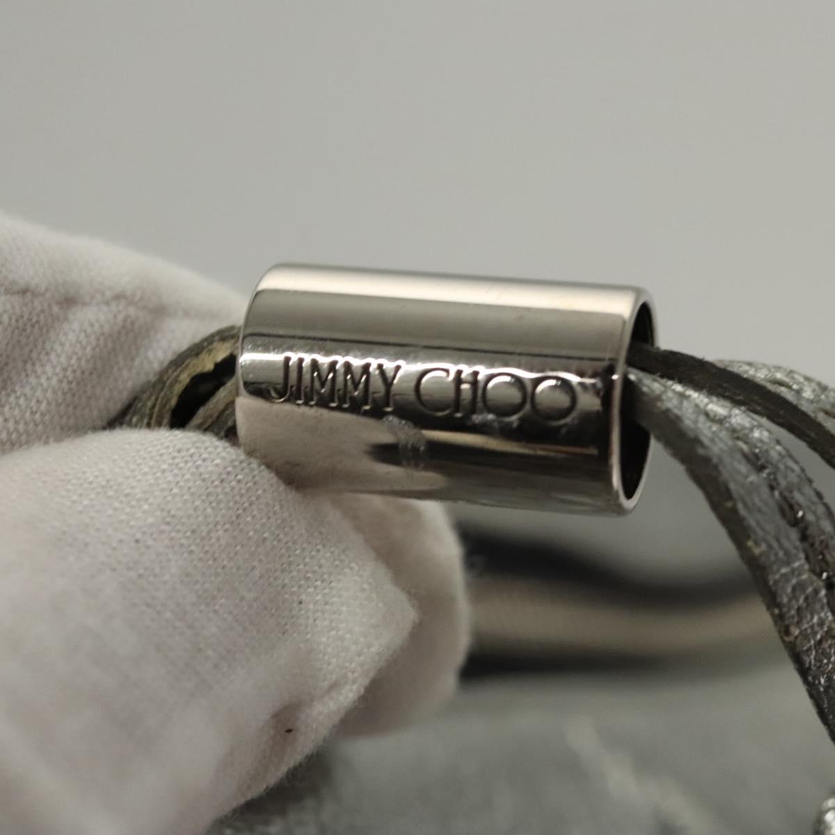 Jimmy Choo Clutch Bag Leather Silver Auth bs23914