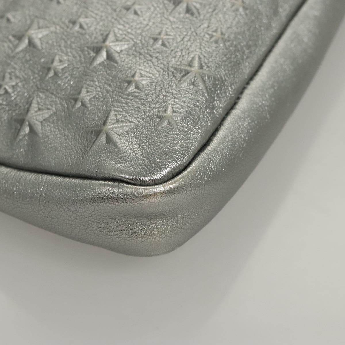 Jimmy Choo Clutch Bag Leather Silver Auth bs23914