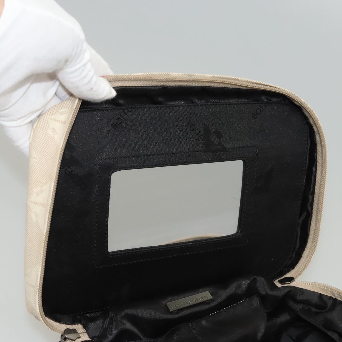 BOTTEGA VENETA Vanity Cosmetic Pouch Canvas Beige Auth bs23916
