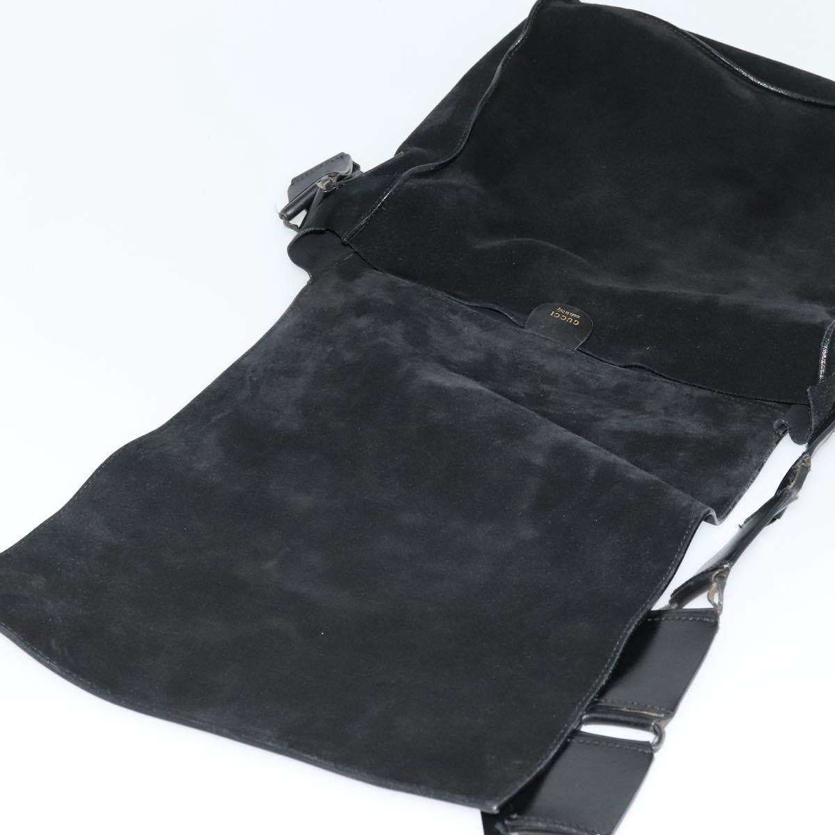 GUCCI Shoulder Bag Suede Black 001 2040 1933 Auth bs23923