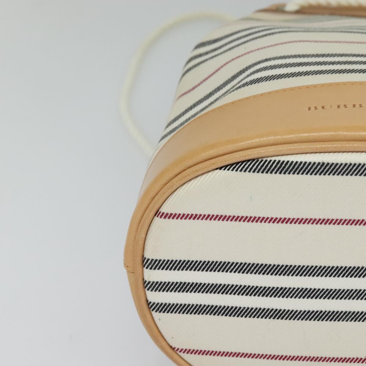 BURBERRY Shoulder Bag Canvas Leather White Auth bs23926