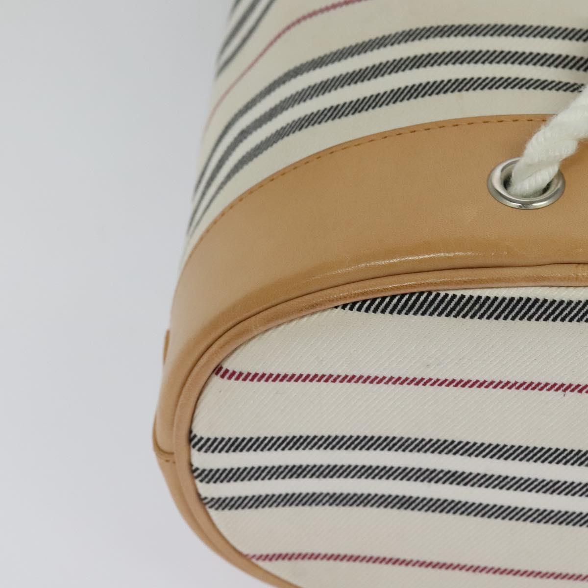 BURBERRY Shoulder Bag Canvas Leather White Auth bs23926