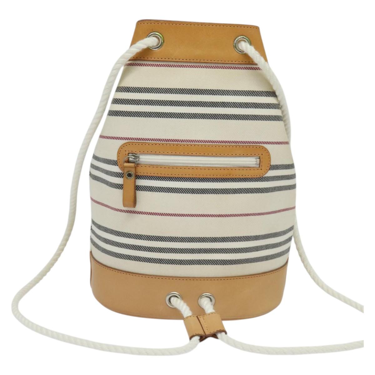 BURBERRY Shoulder Bag Canvas Leather White Auth bs23926
