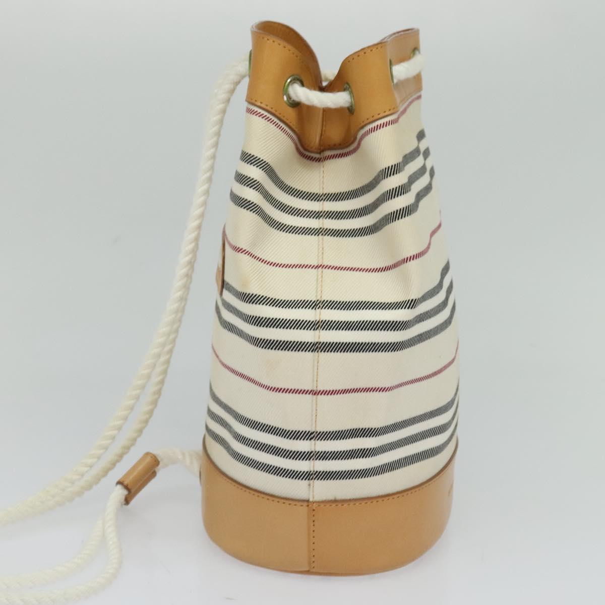 BURBERRY Shoulder Bag Canvas Leather White Auth bs23926