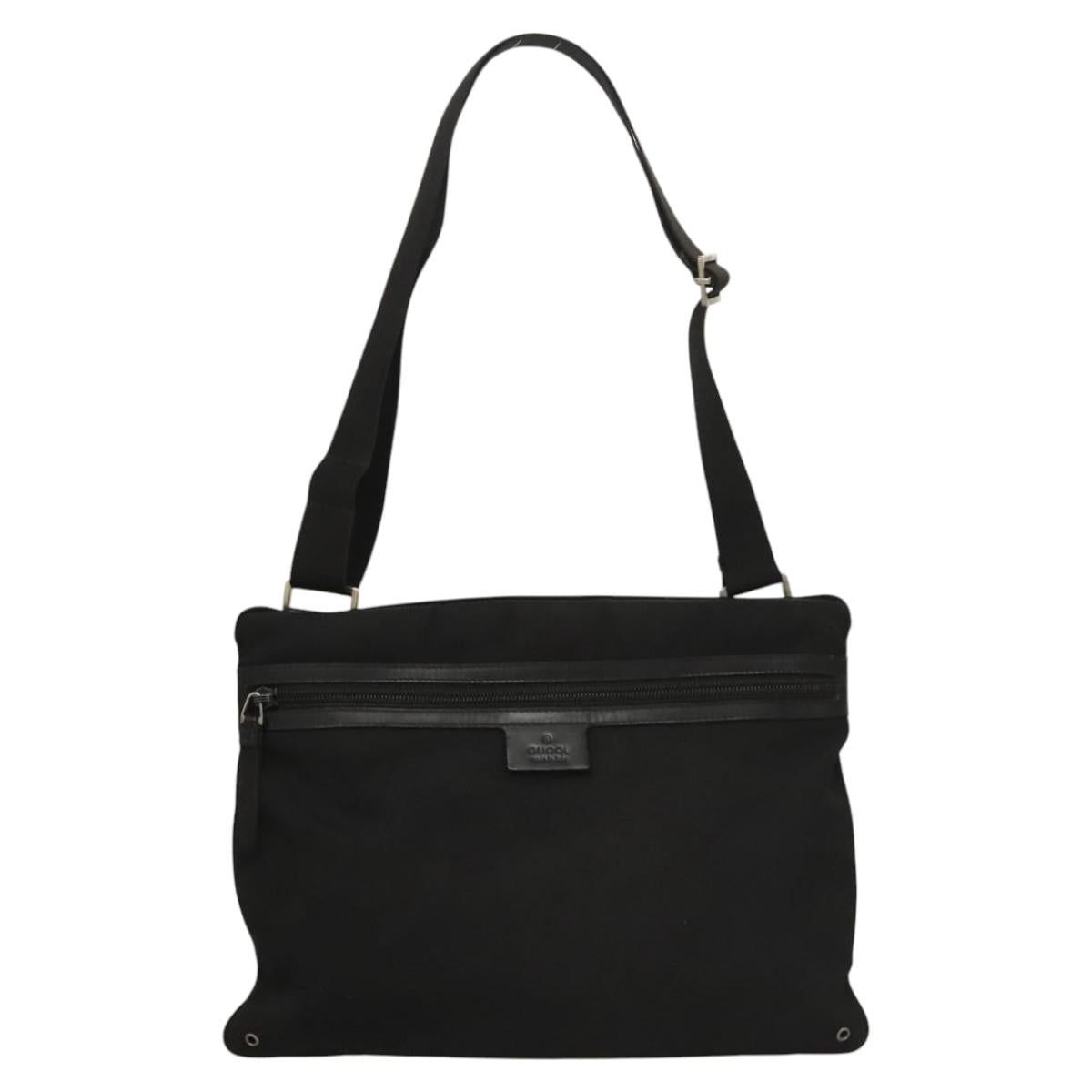 GUCCI Shoulder Bag Canvas Black Auth bs23933