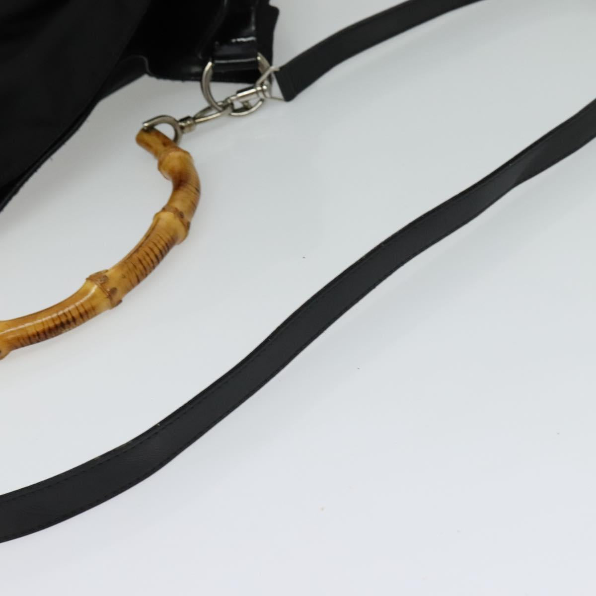 GUCCI Bamboo Hand Bag Nylon 2way Black 001 2128 1577 Auth bs23939