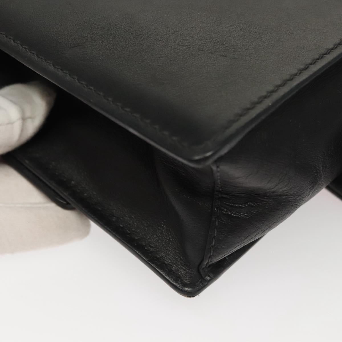 PRADA Chain Shoulder Bag Leather Gray Gold Auth bs23951