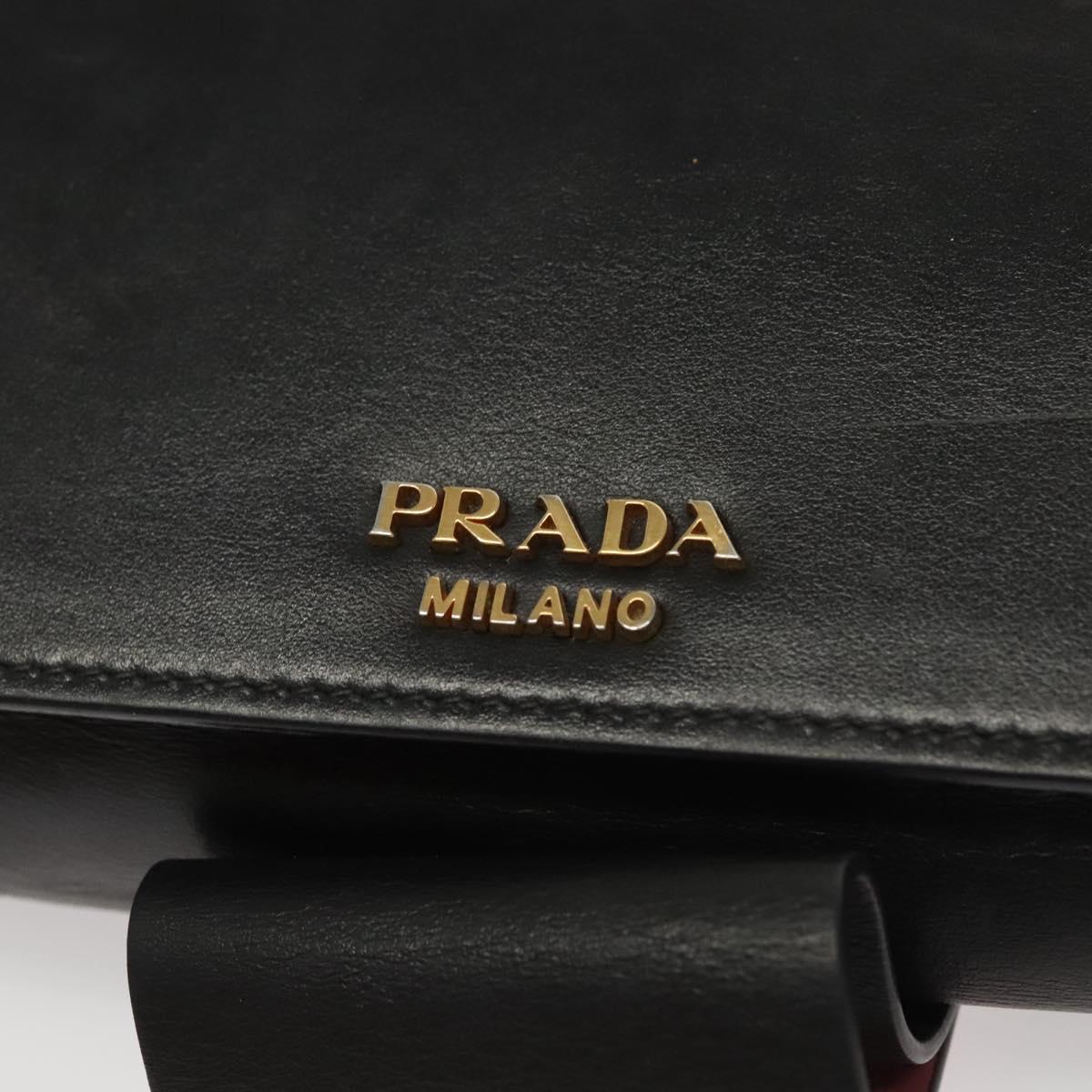 PRADA Chain Shoulder Bag Leather Gray Gold Auth bs23951