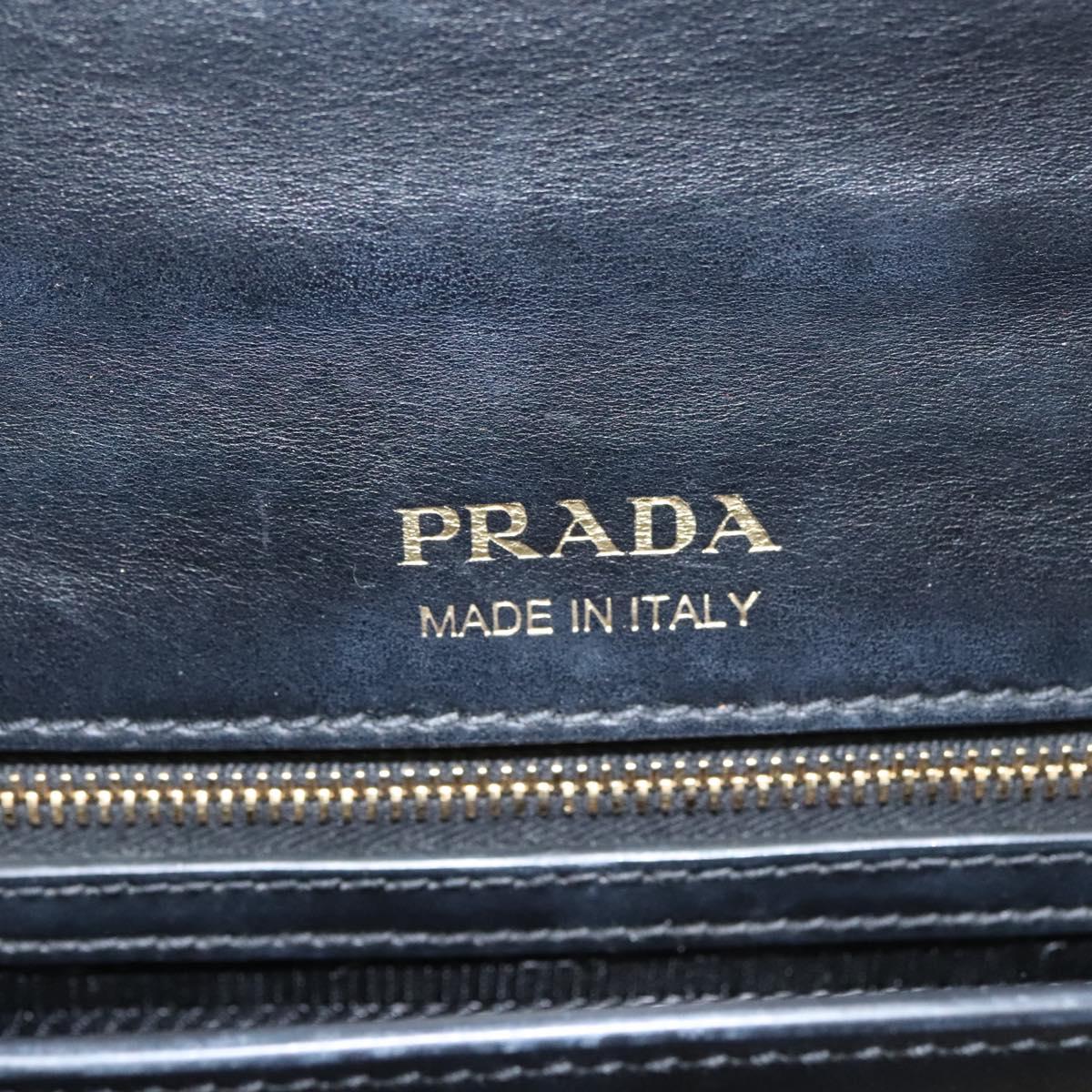 PRADA Chain Shoulder Bag Leather Gray Gold Auth bs23951
