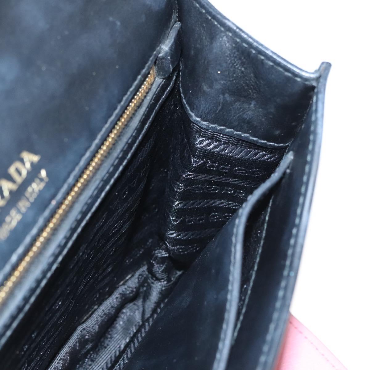 PRADA Chain Shoulder Bag Leather Gray Gold Auth bs23951