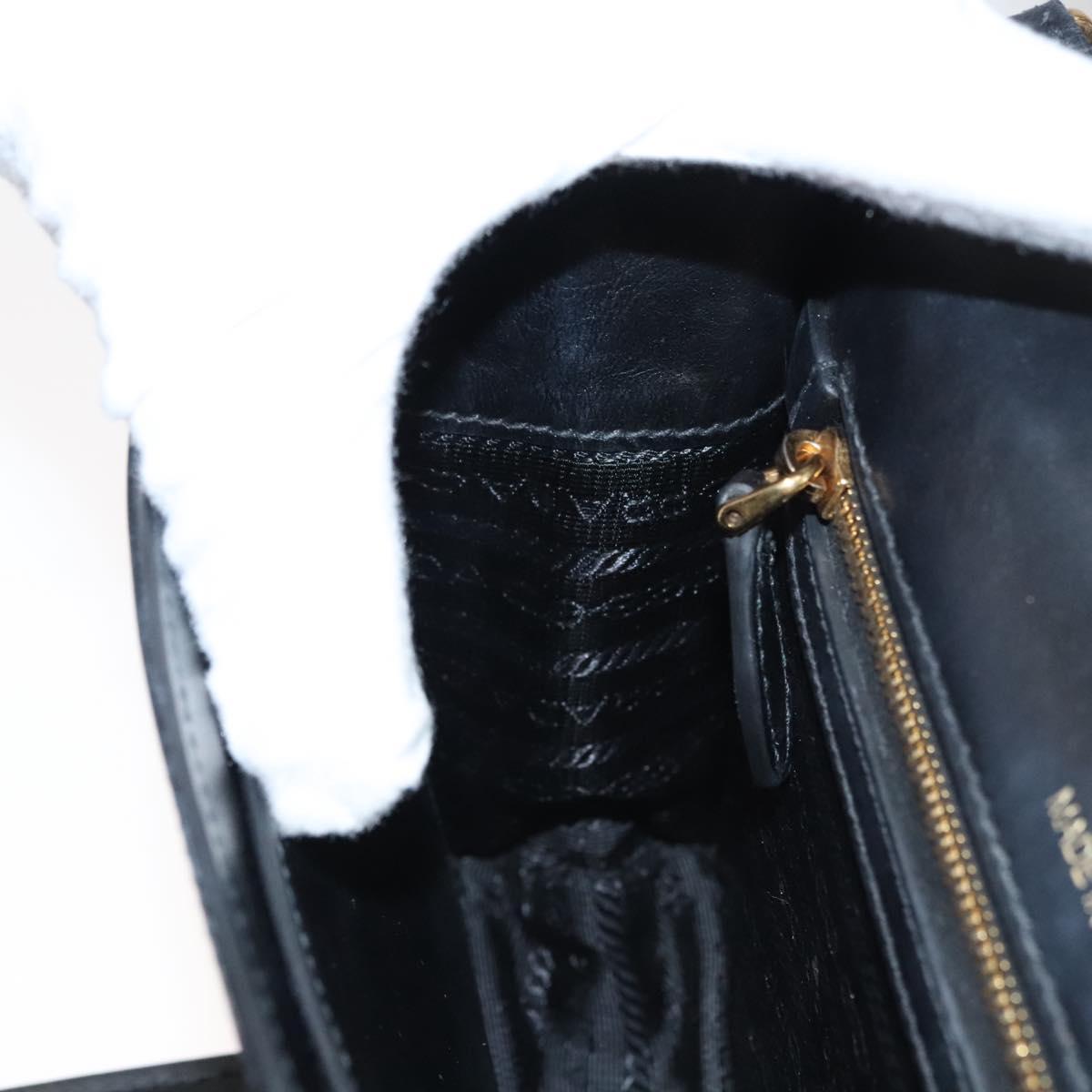 PRADA Chain Shoulder Bag Leather Gray Gold Auth bs23951