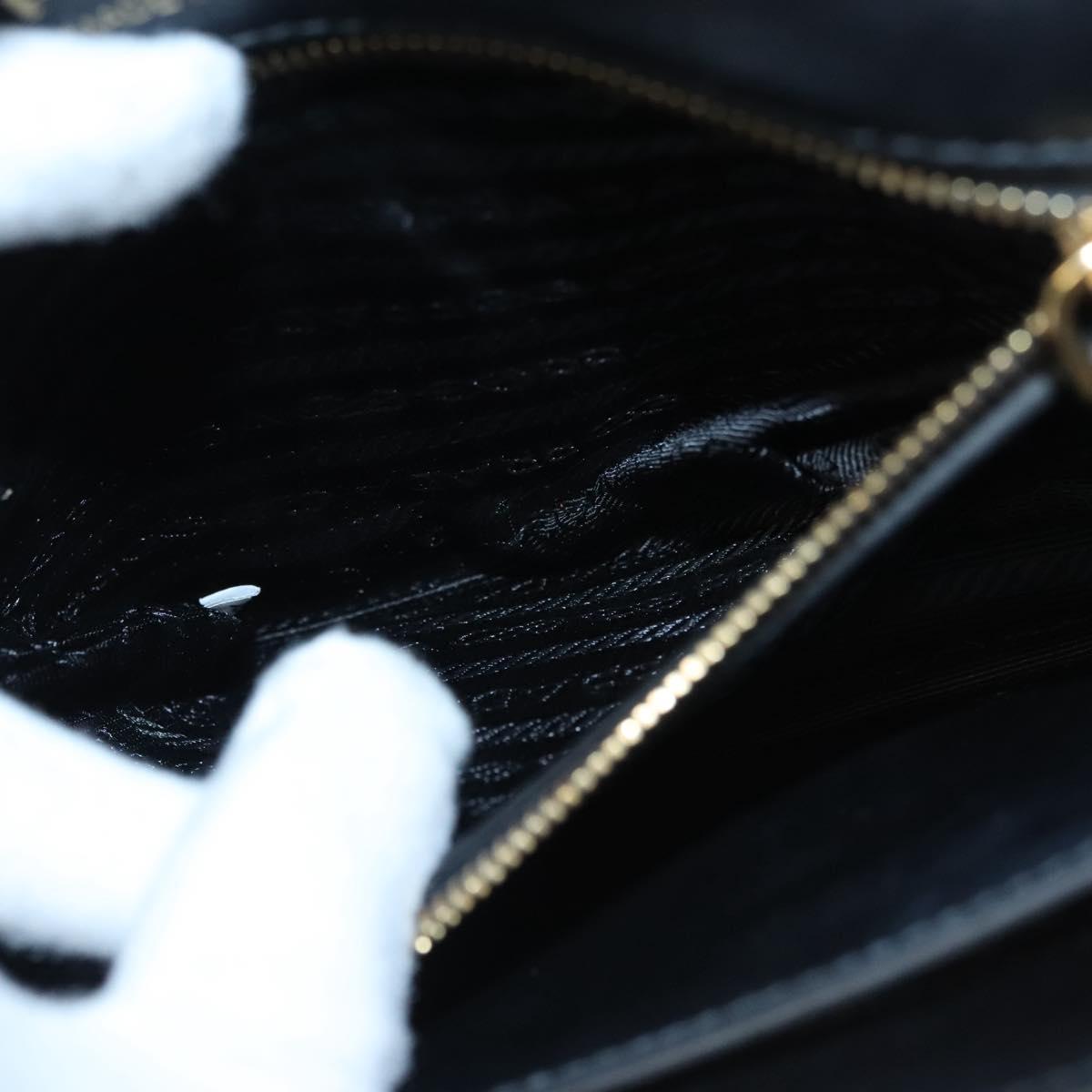 PRADA Chain Shoulder Bag Leather Gray Gold Auth bs23951