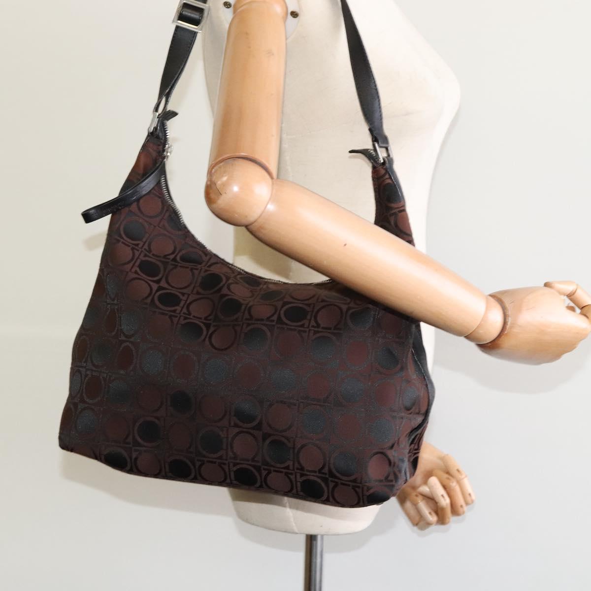 Salvatore Ferragamo Shoulder Bag Canvas Brown Auth bs23964