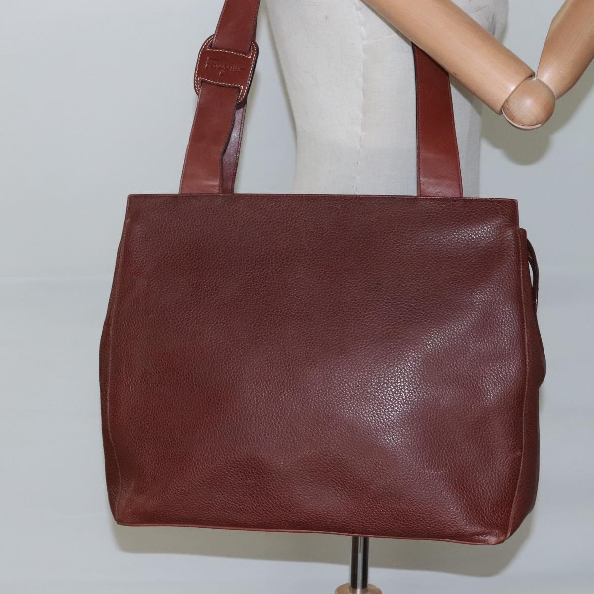 Salvatore Ferragamo Shoulder Bag Leather Brown Auth bs23965
