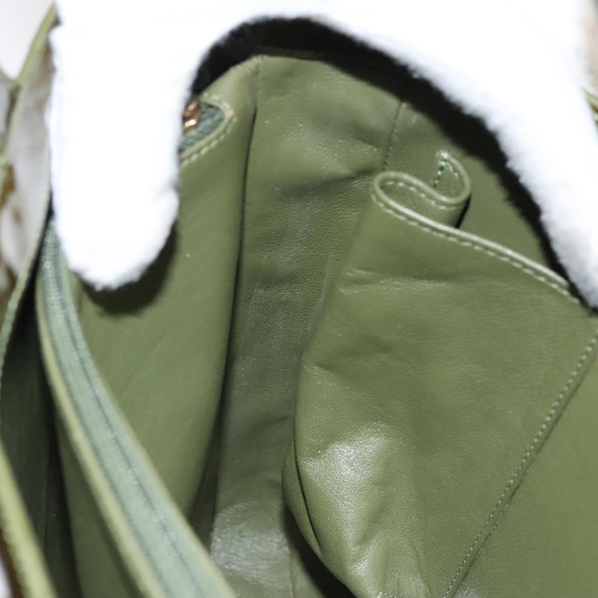 CHANEL Hand Bag Enamel Khaki CC Auth bs23971