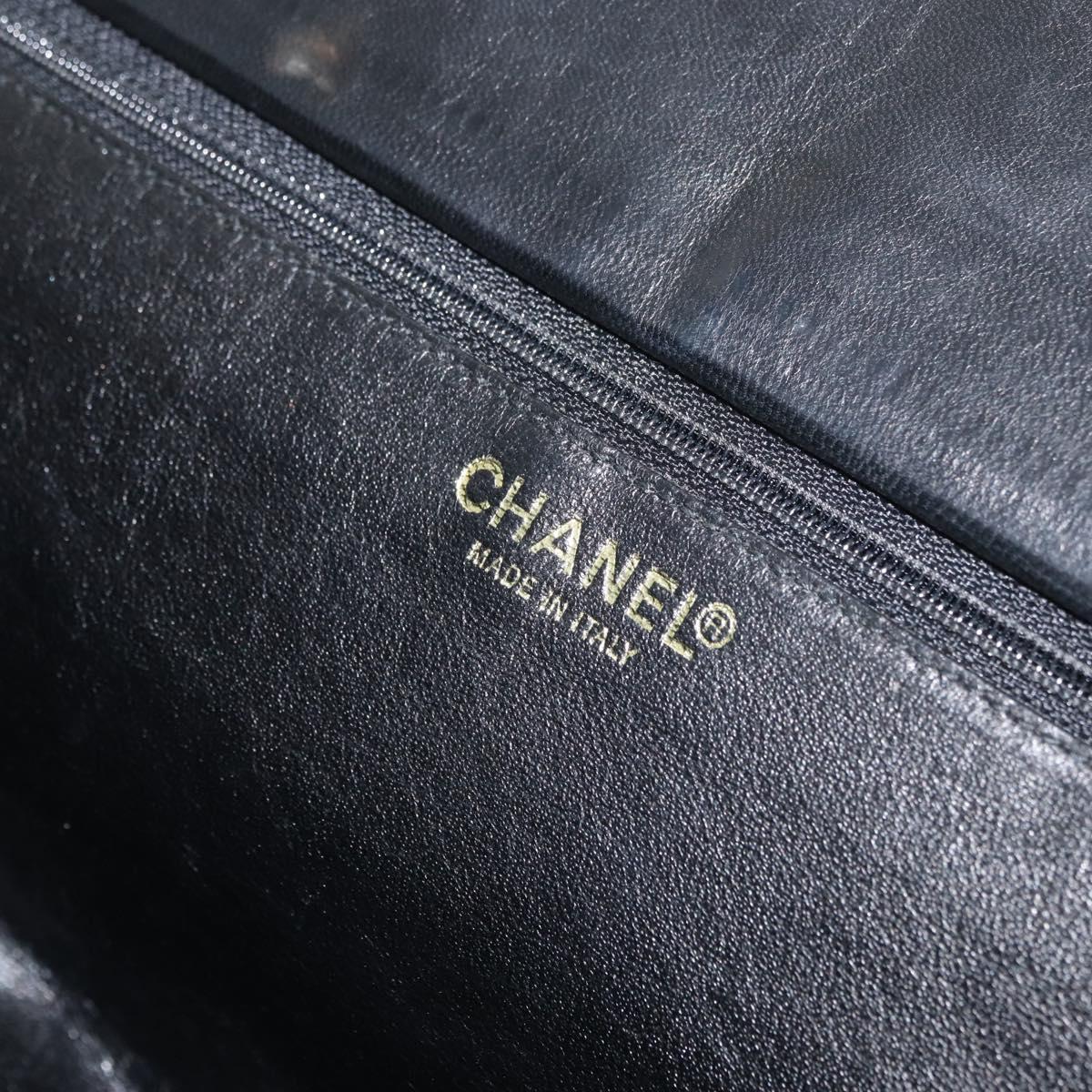 CHANEL Chain Hand Bag Cotton Black Gold CC Auth bs23972