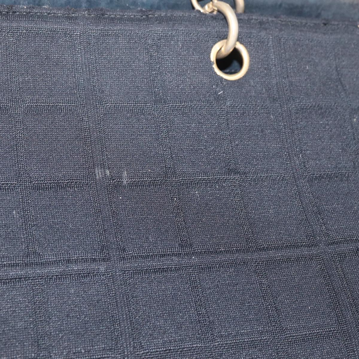 CHANEL Chain Hand Bag Cotton Black Gold CC Auth bs23972