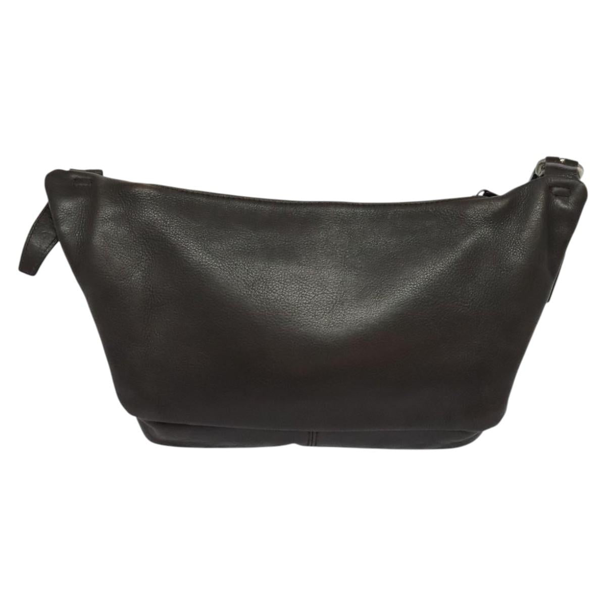 BURBERRY Black label Body Bag Leather Brown Auth bs23978
