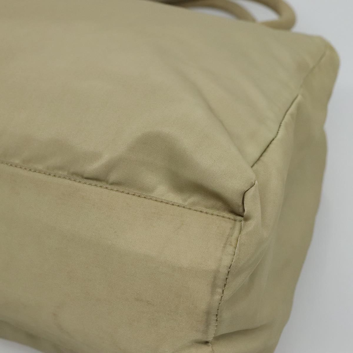 PRADA Hand Bag Nylon Beige Auth bs23980