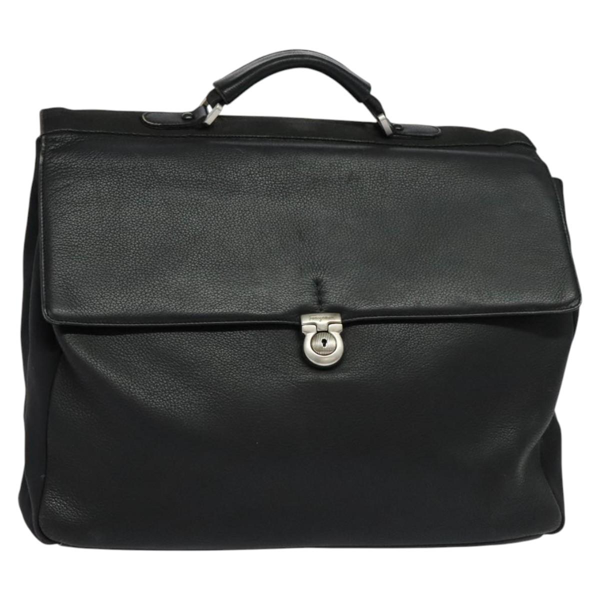 Salvatore Ferragamo Business Bag Leather Black Auth bs23984
