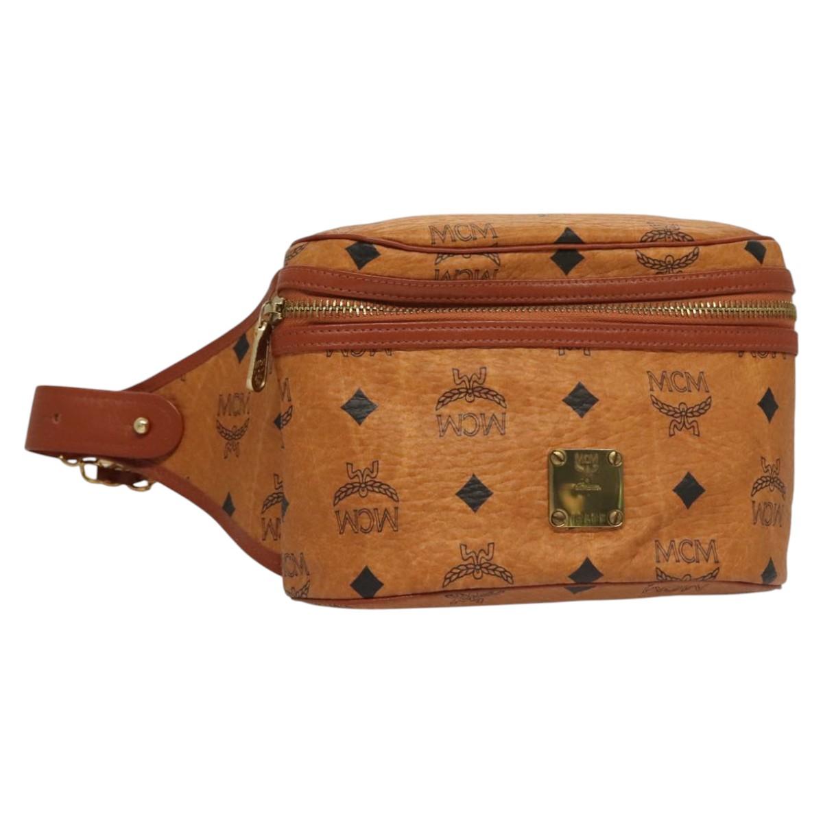 MCM Vicetos Logogram Waist bag PVC Leather Brown Auth bs24011