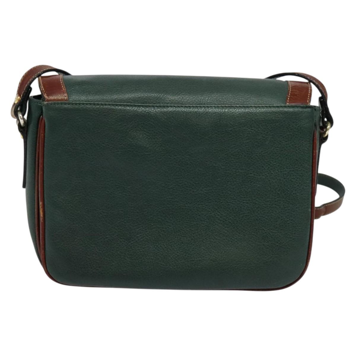 BALLY Shoulder Bag Leather Green Auth bs24013