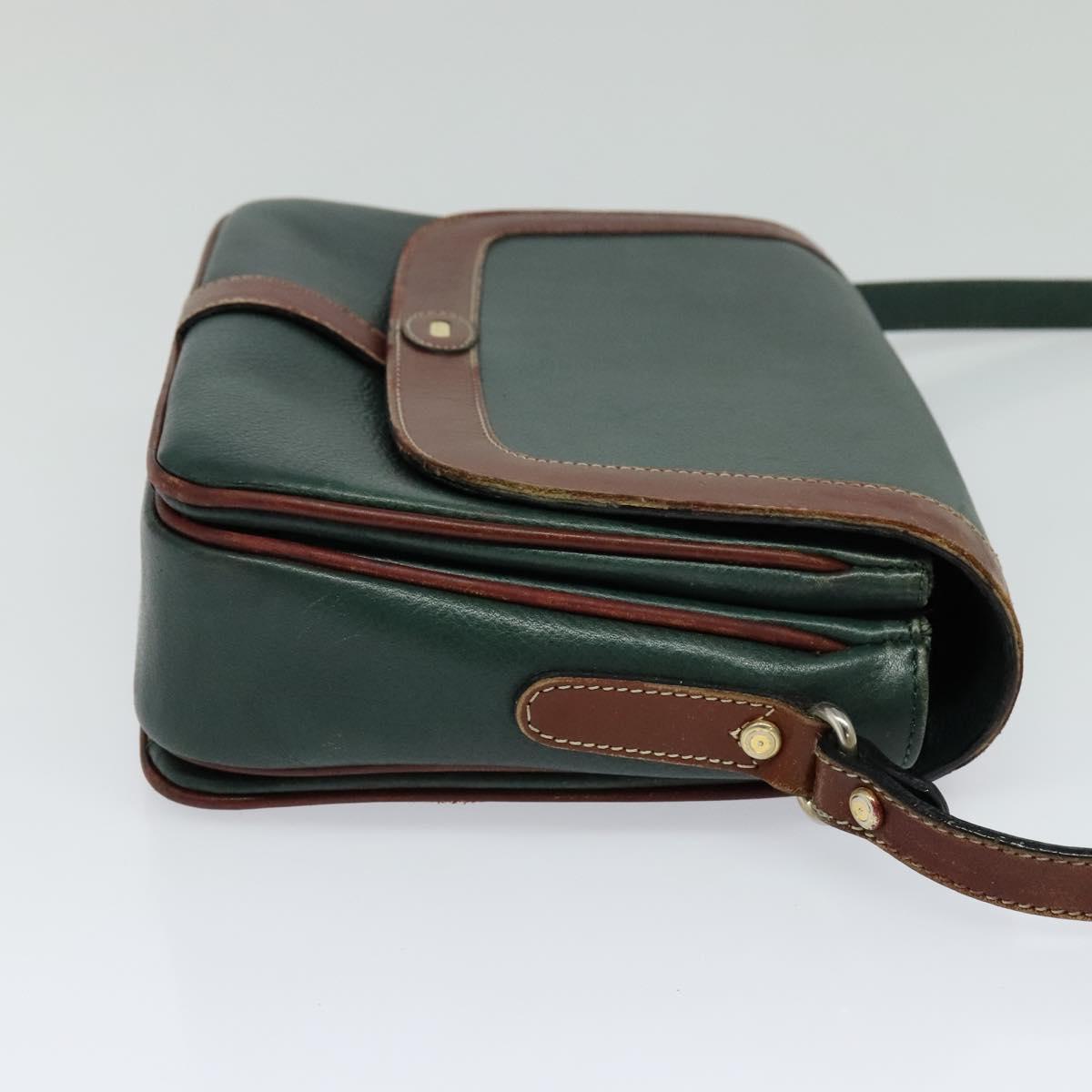 BALLY Shoulder Bag Leather Green Auth bs24013