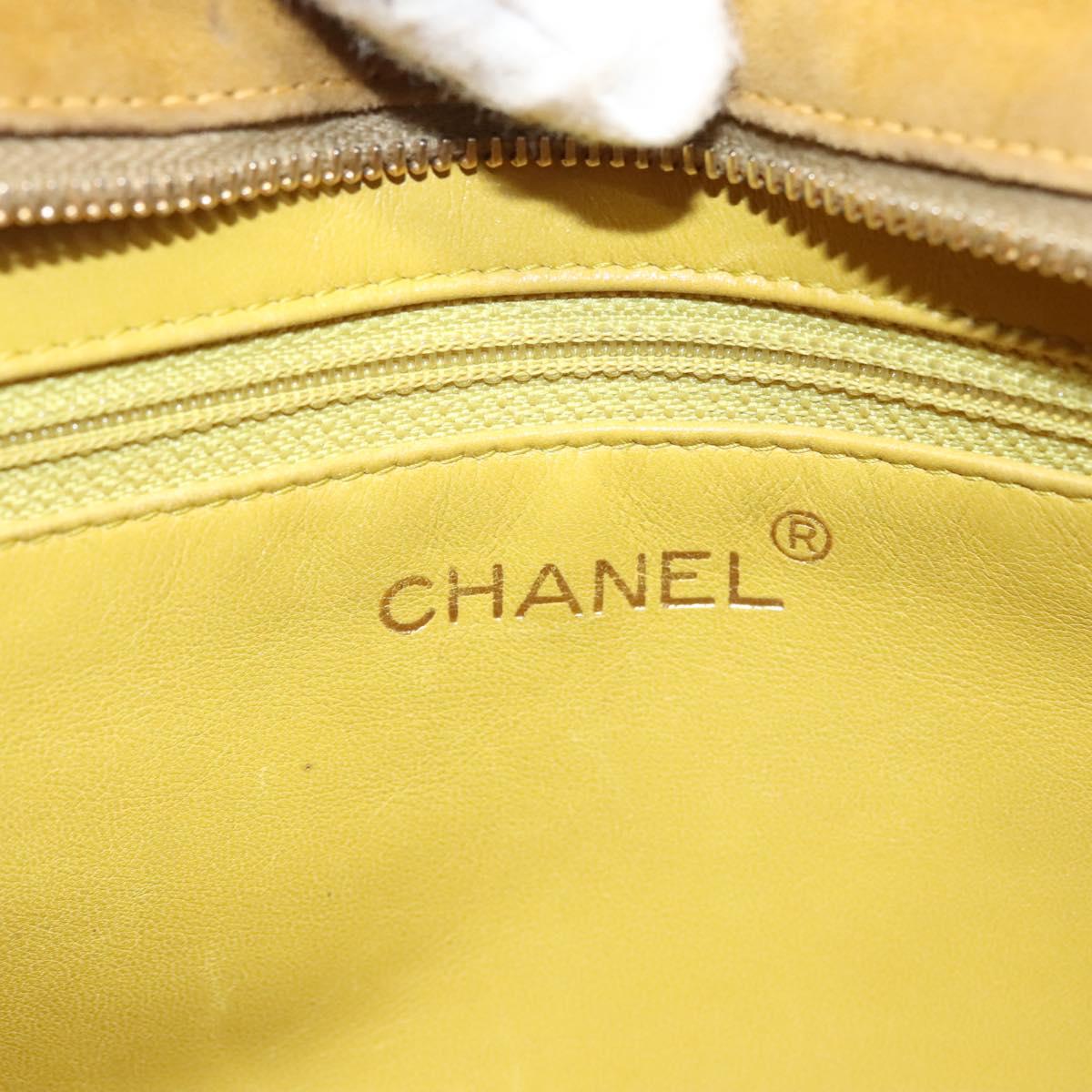 CHANEL Matelasse Hand Bag Suede Yellow CC Auth bs24019