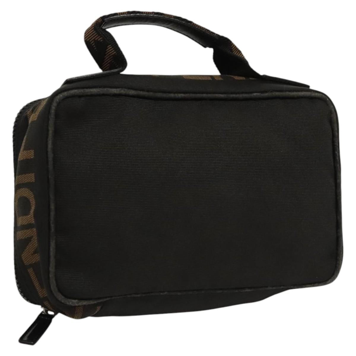 FENDI Hand Bag Canvas Black Auth bs24044