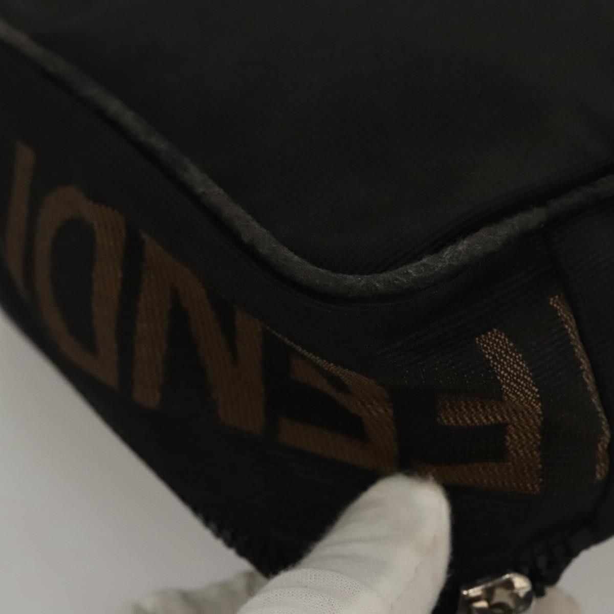 FENDI Hand Bag Canvas Black Auth bs24044