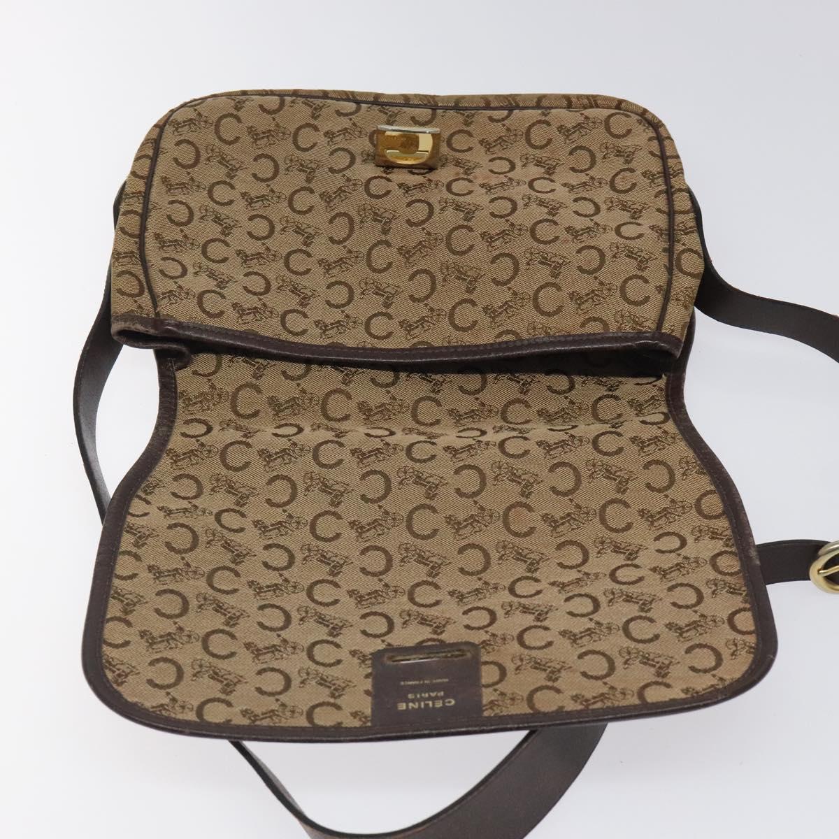CELINE C Sulky Shoulder Bag Canvas Brown Gold Auth bs24045