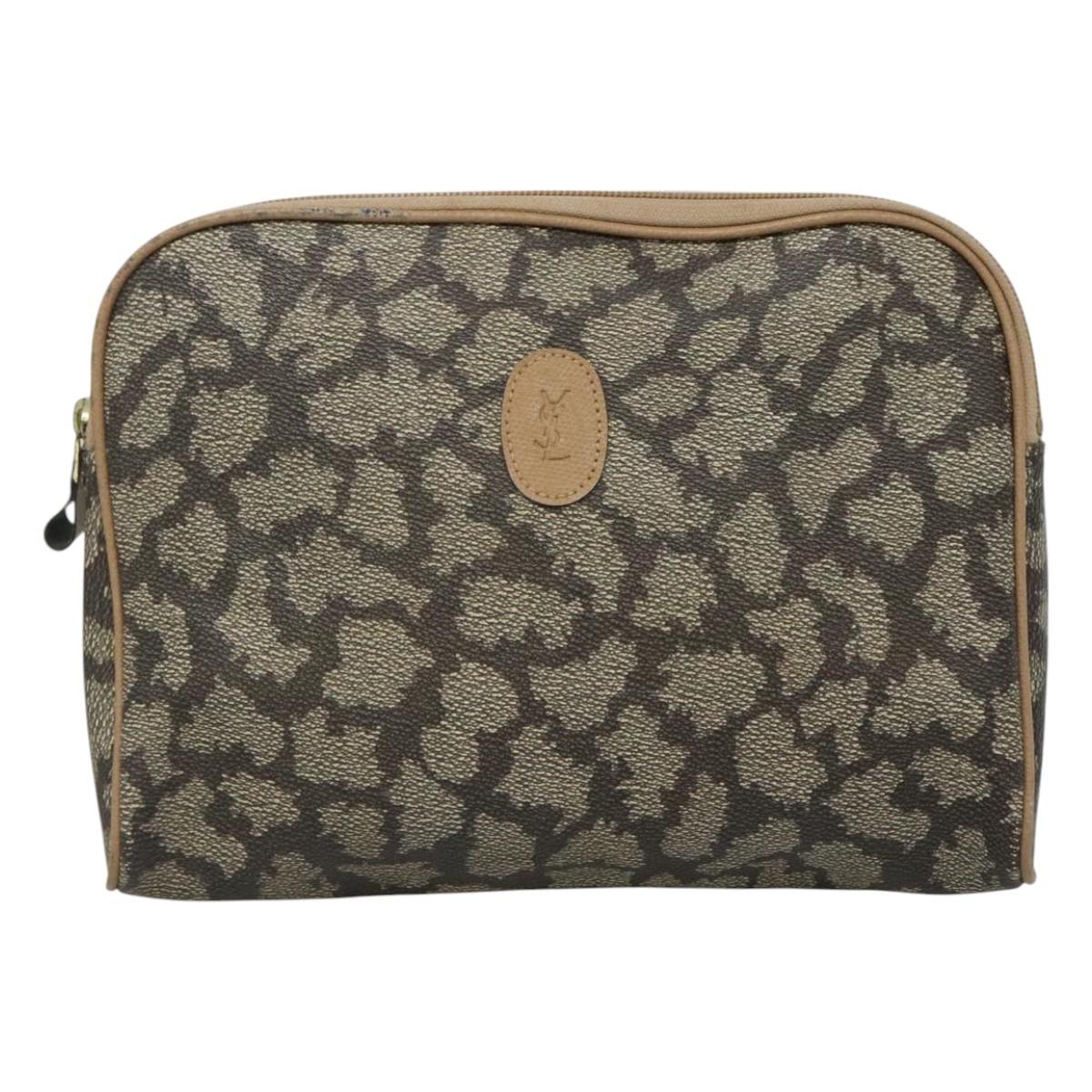 SAINT LAURENT Clutch Bag PVC Gray Auth bs24056