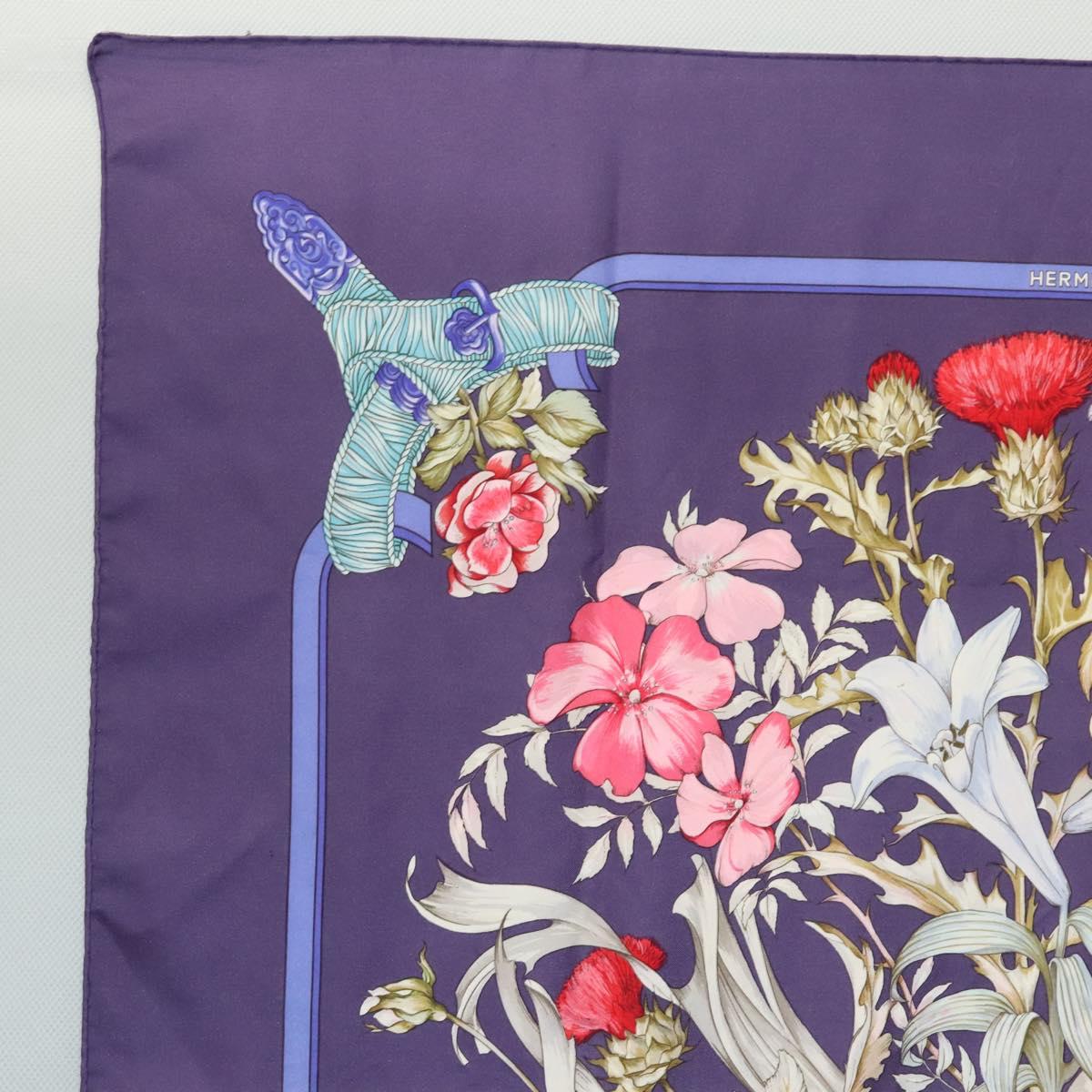 HERMES Carre 90 Scarf ""REGINA"" Silk Purple Auth bs24064