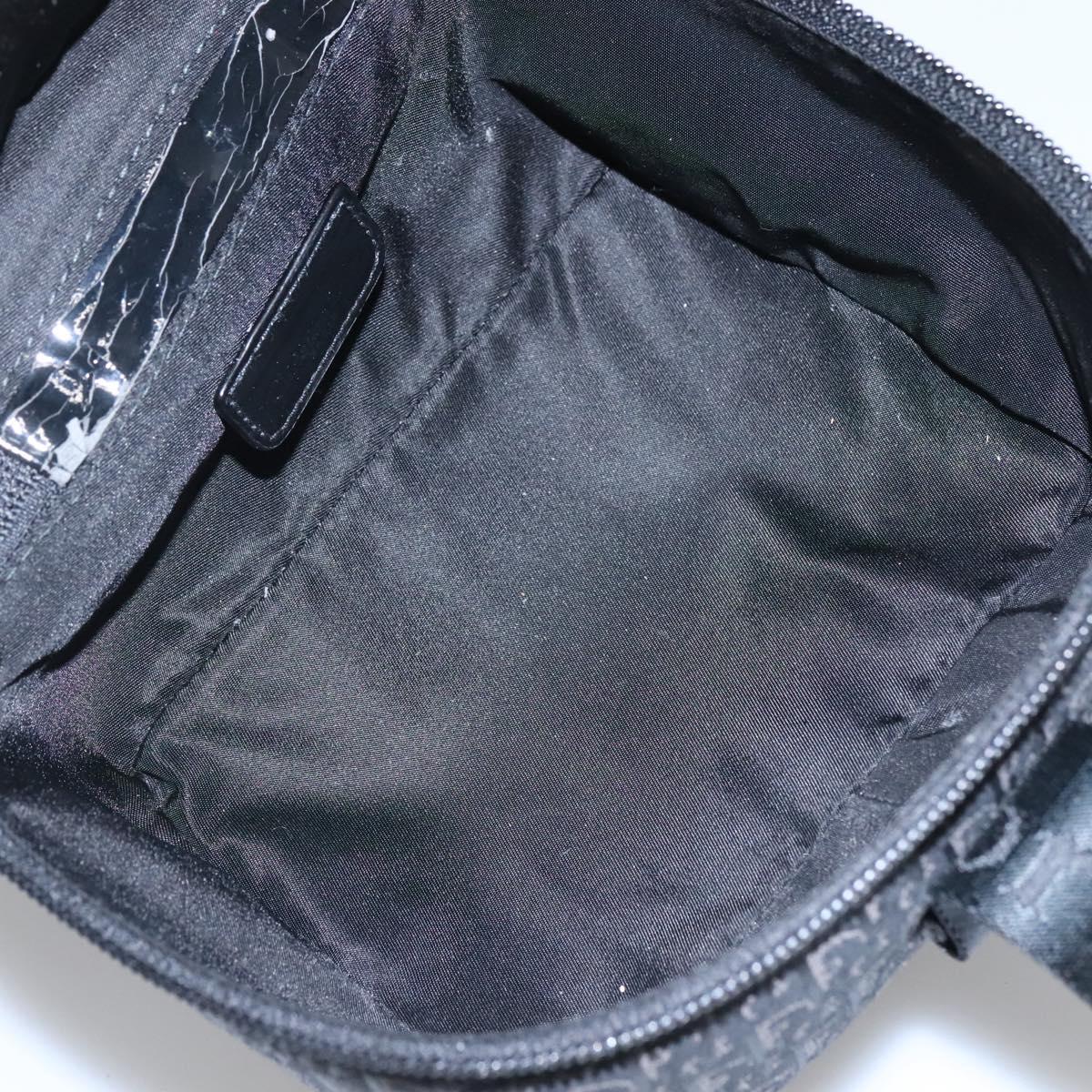 Christian Dior Trotter Canvas Vanity Chain Pouch Black Silver Auth bs24090