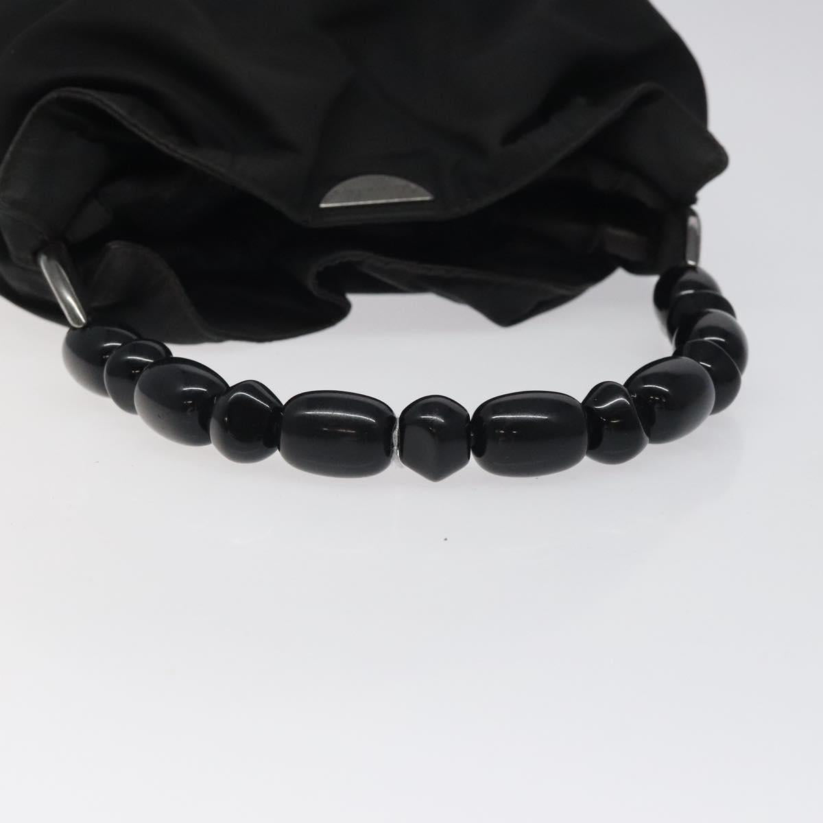 Christian Dior Maris Pearl Hand Bag Nylon Black Auth bs24098