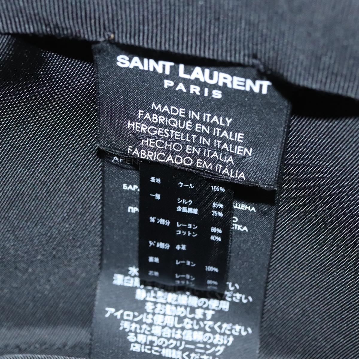 SAINT LAURENT Hat Canvas Gold Tone Auth bs24106