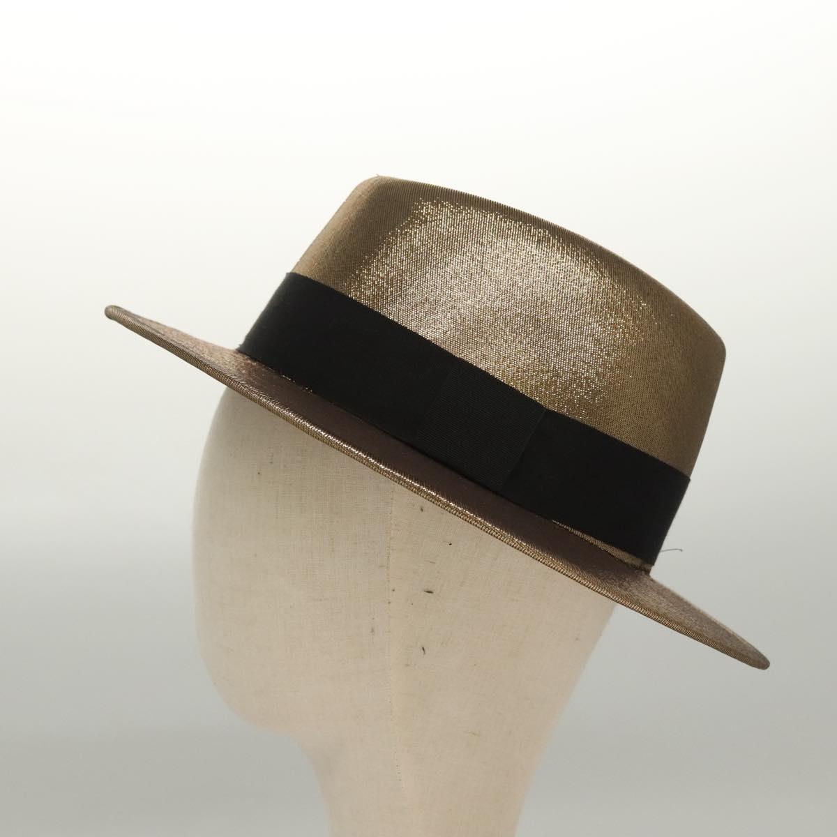 SAINT LAURENT Hat Canvas Gold Tone Auth bs24106