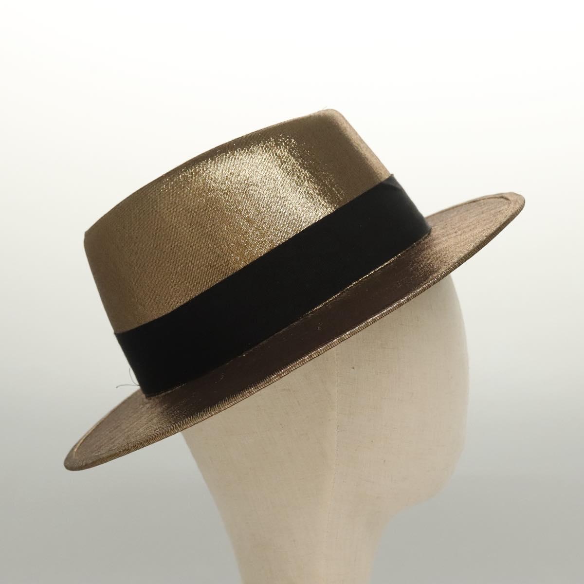 SAINT LAURENT Hat Canvas Gold Tone Auth bs24106
